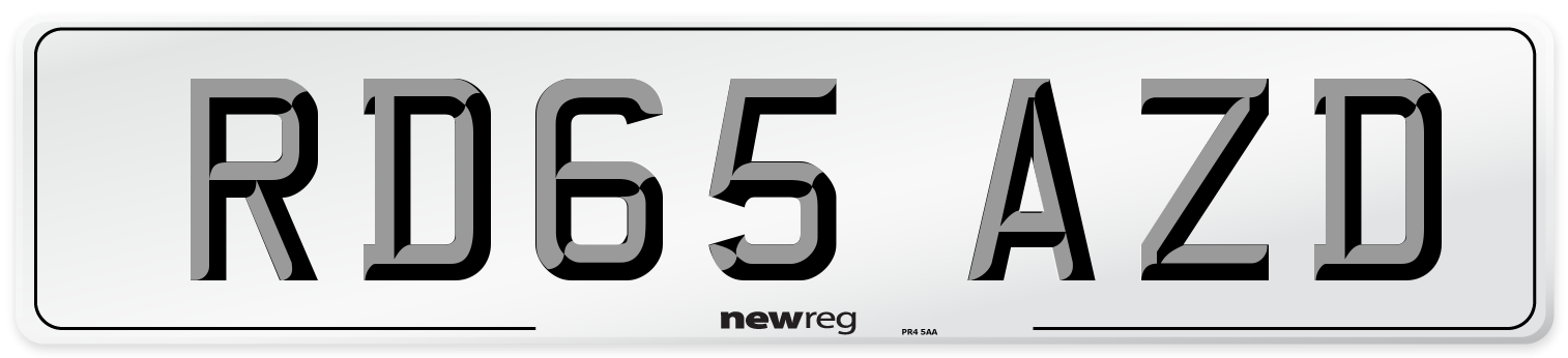 RD65 AZD Number Plate from New Reg